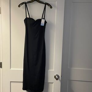 NWOT Popilush Black Shapewear Solid Modal Slimming Midi Slip Dress